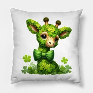 Clover Giraffe St Patricks Day Pillow