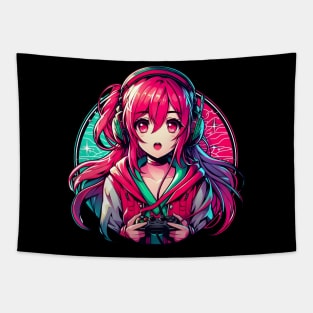 Red cute gamer girl Tapestry