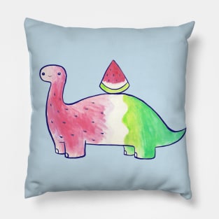 Watermelon Dinosaur Watercolor Pillow