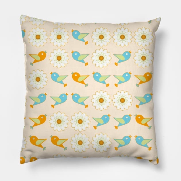 Birds and daisies Pillow by Gaspar Avila