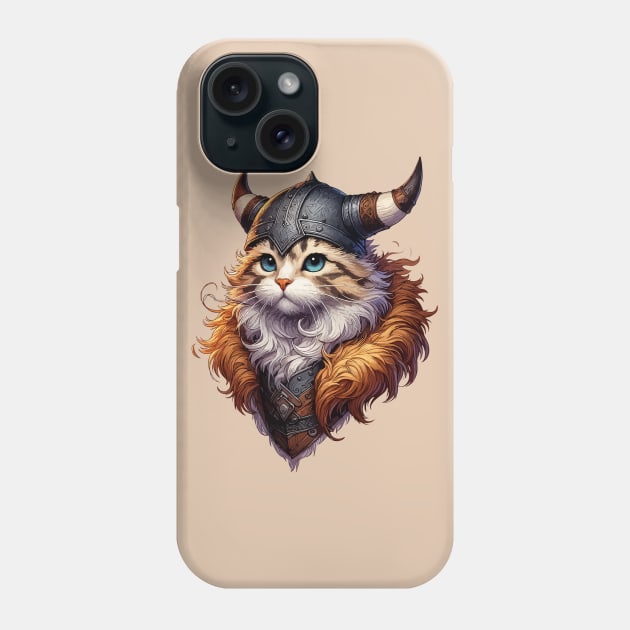 Funny Viking Warrior Cat Norse Mythology Anime Portrait Phone Case by TomFrontierArt