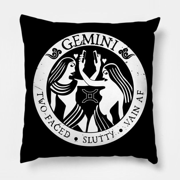 Savage Gemini Zodiac Antisocial Astrology Pillow by atomguy