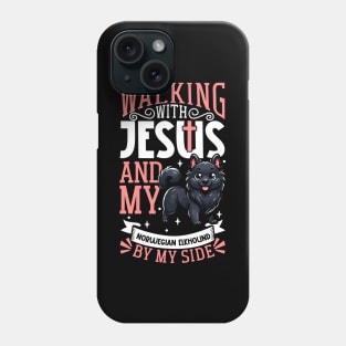 Jesus and dog - Black Norwegian Elkhound Phone Case