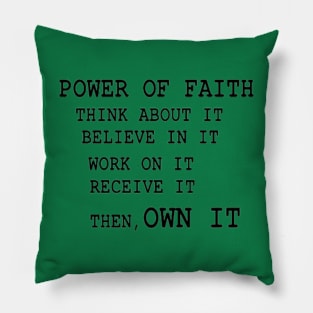 Power of Faith Illustration on Green Background Pillow