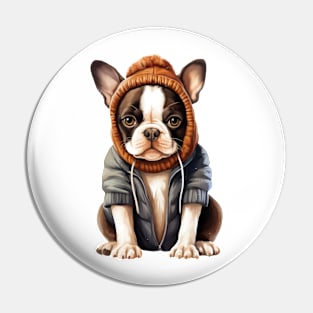 Winter Boston Terrier Dog Pin