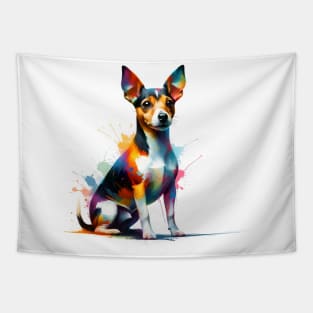 Rat Terrier in Vivid Abstract Splashed Paint Tapestry