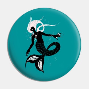 Dark Mermaid With Fishbone Necklace Pin