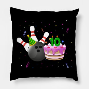 Bowling 10th Birthday Bday Party Kids 10 years Old Bowler Pillow