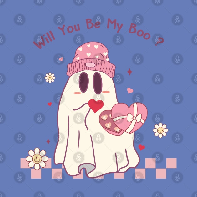 Will You Be My Boo Cute Ghost In Love Happy Valentines Day by Pop Cult Store