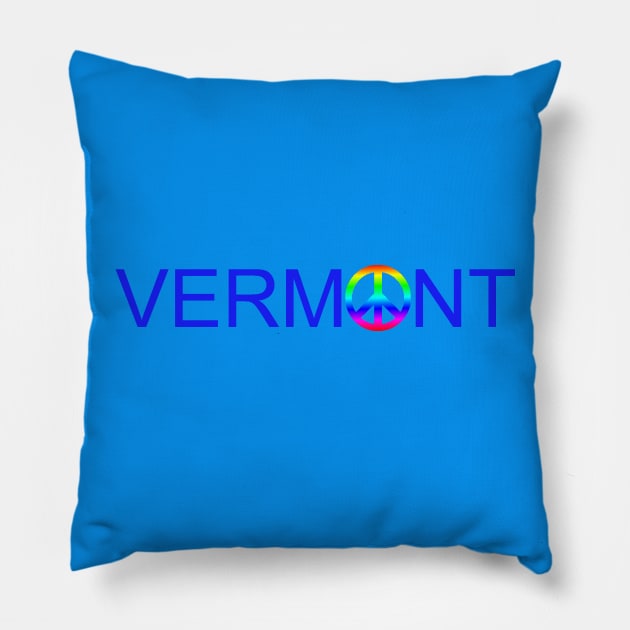 Vermont Rainbow Peace Sign Pillow by alittlebluesky