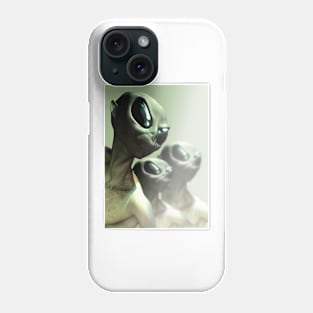 Three alien greys against misty background. Phone Case