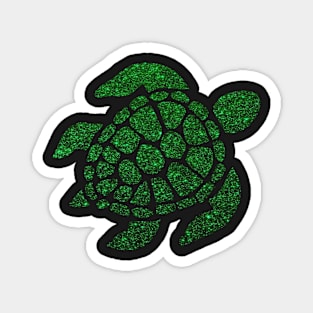 Green Sea Faux Glitter Turtle Magnet