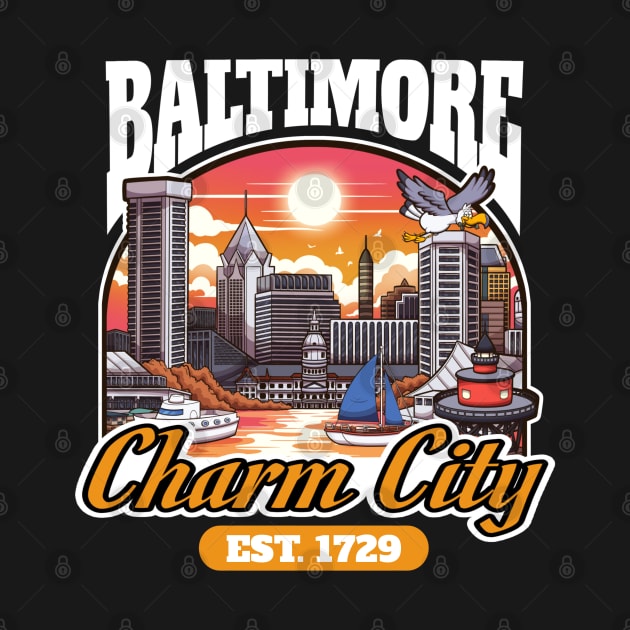 Baltimore Charm City Cartoon Cityscape by TheMaskedTooner