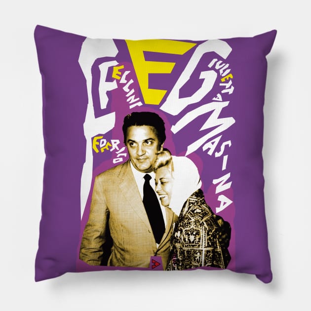 Federico Fellini and Giulietta Masina Pillow by Exile Kings 