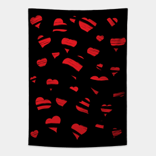 Cute Repeating Red Hearts Pattern Love Tapestry