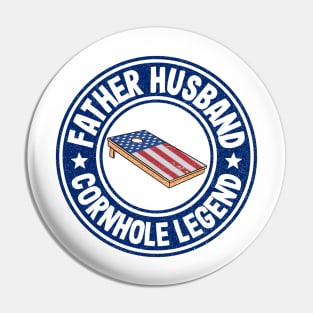 Father Husband Cornhole Legend American Flag Board Cornhole Pin