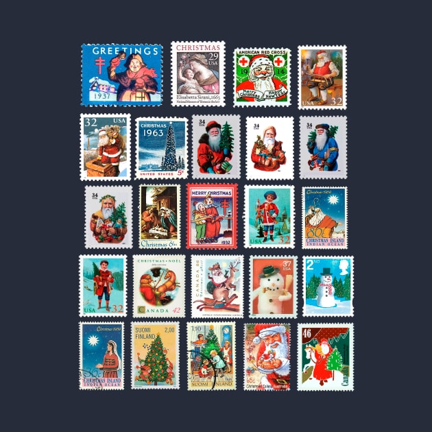 Christmas Commemorative Postage Stamps - Vintage by enyeniarts