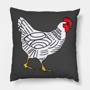 ADORABLE HEN DRAWING - CUTE CHICKEN ILLUSTRATION Pillow