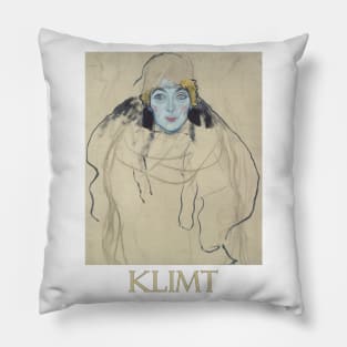 Portrait of a Lady (Unfinished) by Gustav Klimt Pillow