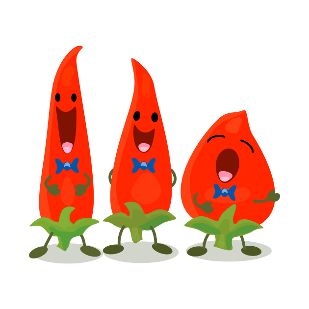 Cute singing chilli trio cartoon characters by FrogFactory