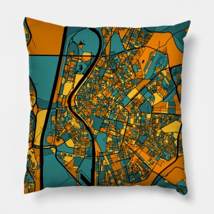 Seville Map Pattern in Orange & Teal Pillow