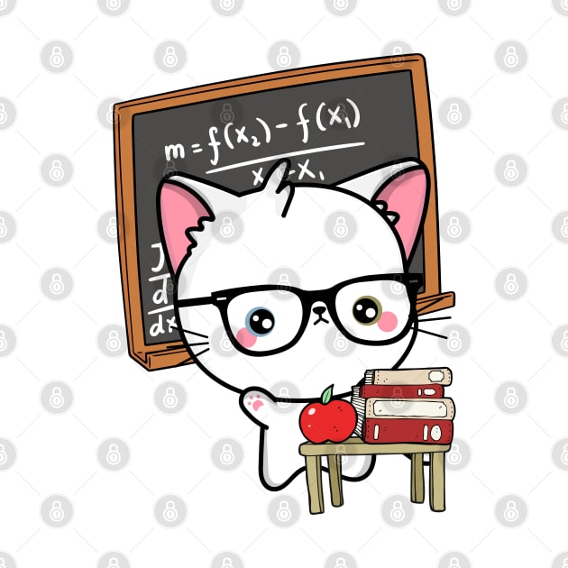 Funny White Cat is teaching by Pet Station