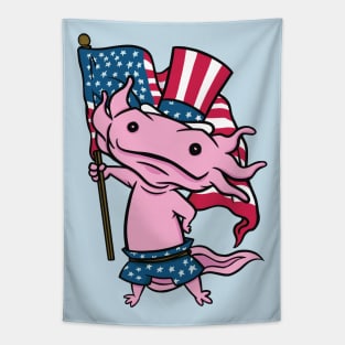 Cute Uncle Sam Axolotl // Funny American Axolotl Tapestry