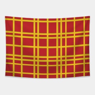 Antique Gold & Red Plaid Tapestry