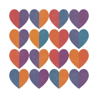 Shades of Love Blue Purple Orange Hearts T-Shirt