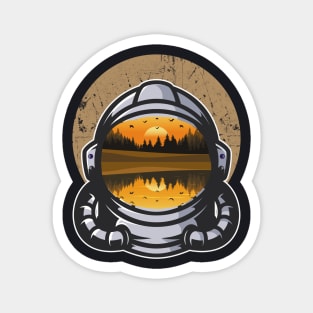 Astronaut Space Travel Sunset in Helmet Magnet