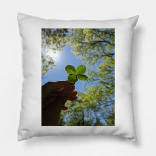 Four Leaf Clover with the Treetops Photographic Image Pillow