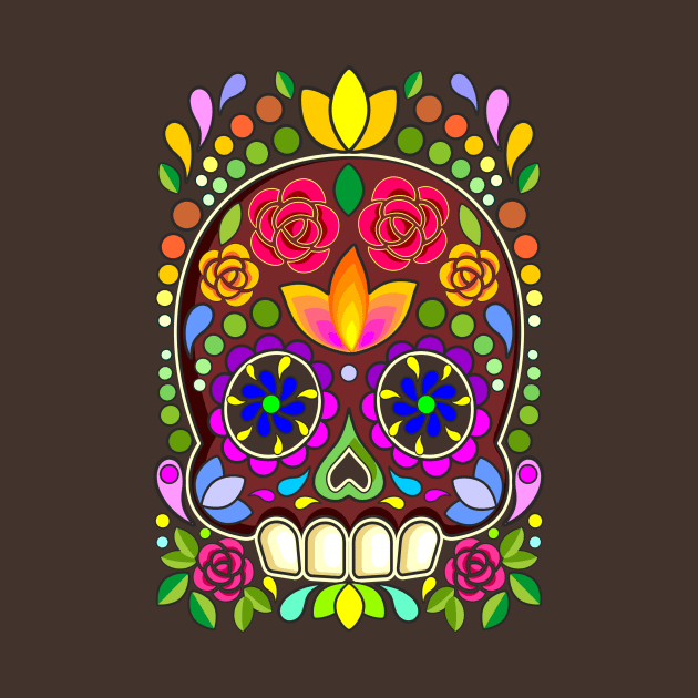 Sugar Skull Floral Art Mexican Calaveras by BluedarkArt