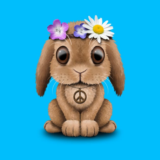 Cute Baby Bunny Hippie by jeffbartels