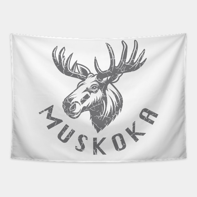 Muskoka - Moose (Dark Grey) Tapestry by VelvetRoom