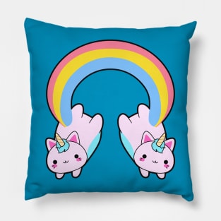 Double proud rainbow cattycorn Pillow