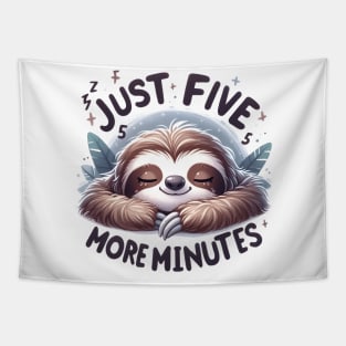 Just Five More Minutes Funny Sloth Lazy Sleeping Tapestry