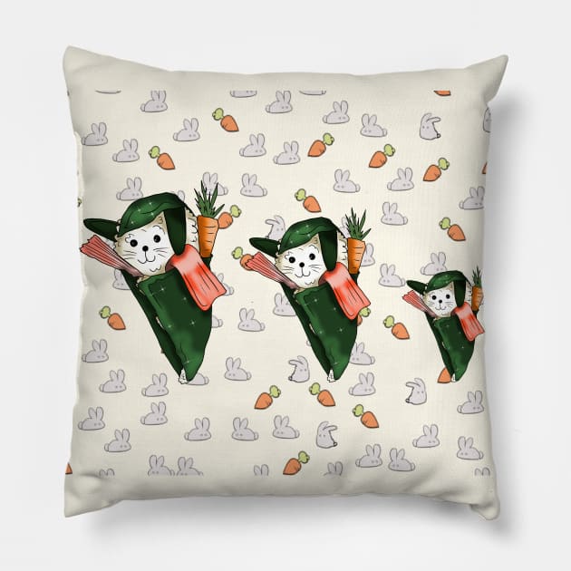 cartoon bunny sushi temaki Pillow by cuisinecat