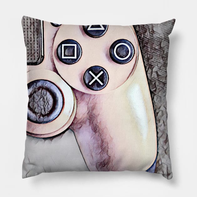 ps4 controller watercolor Pillow by Guntah