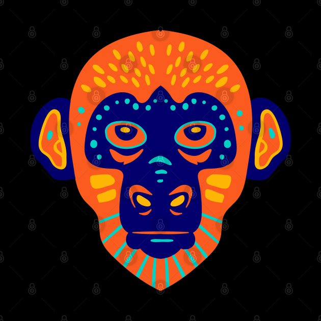 monkey colourful face art by pixspatter