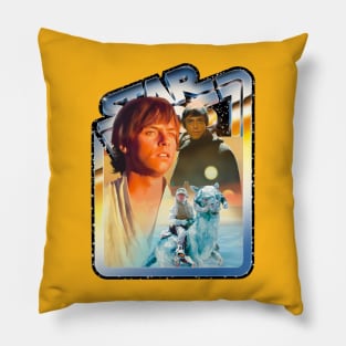 Hero (black starfield, chrome border) Pillow