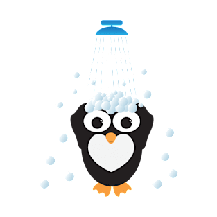 Cute Penguin Taking a Shower T-Shirt