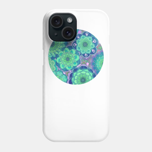 Fantasy Flowers in Mint Green & Purple Phone Case by micklyn