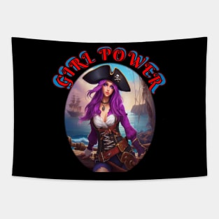 Girl power purple pirate wench Tapestry