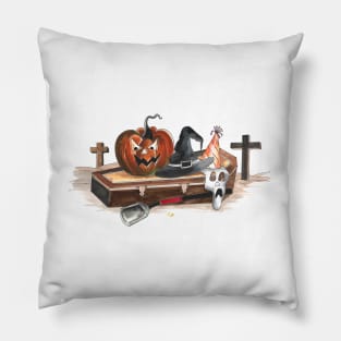 Spooky Pumpkin Hat Halloween Pillow