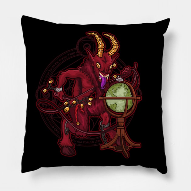 Greetings From Krampus Christmas Pillow by E