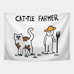 Cattle Cat Farmer Tapestry