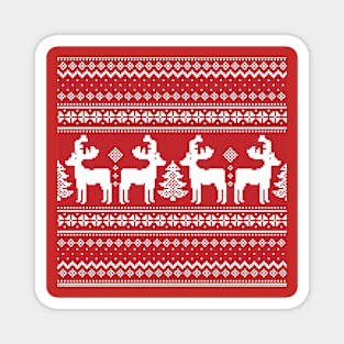 Reindeer Rudolph Christmas Pixel Art Design Magnet