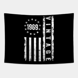 55 Years Old Gifts Vintage 1969 American Flag 55th Birthday Tapestry