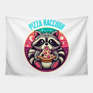 Cute Raccoon Eating Pizza Tapestry