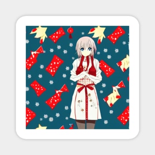 Anime Christmas Girl and Candy&amp;#39;s Patterns! Exclusive Magnet